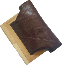 Load image into Gallery viewer, Maroon Croc Embossed Leather And Timber Clutch Moy Tasmania 
