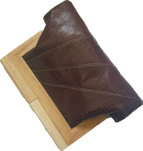 Maroon Croc Embossed Leather And Timber Clutch Moy Tasmania 
