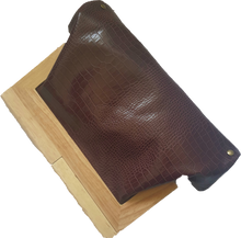 Load image into Gallery viewer, Maroon Croc Embossed Leather And Timber Clutch Moy Tasmania 