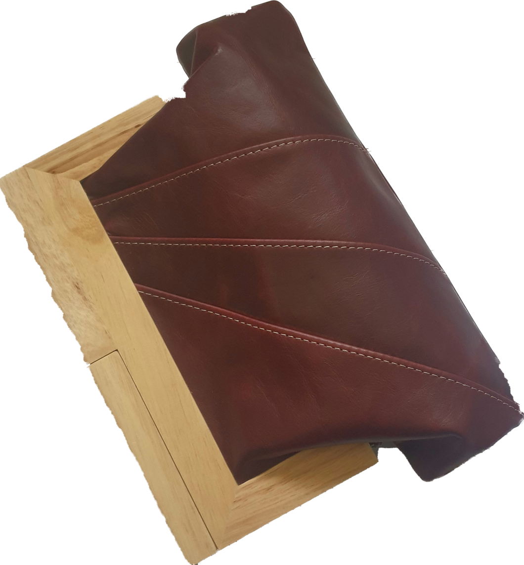 Burgundy Leather And Timber Clutch Moy Tasmania 