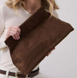 Becca Faux Suede Clutch Bag Angels Whispers 