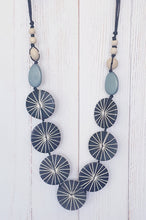 Load image into Gallery viewer, Black And White Wooden Disc Necklace Cinnamon Creations 