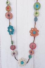 Load image into Gallery viewer, Beaded Floral And Wooden Disc Long Necklace  Cinnamon Creations 