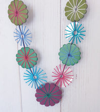 Load image into Gallery viewer, Multi Coloured Wooden Flower Disc Necklace Cinnamon Creations 