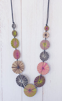 Round Wooden Disc Necklace Cinnamon Creations 