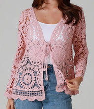 Load image into Gallery viewer, Lace Look TieFront Cardi Willow The Crochet Label 
