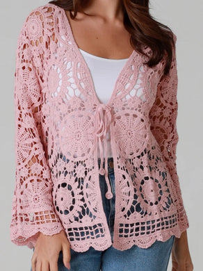 Lace Look Tie Front Cardi Willow The Crochet Label 