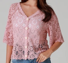 Load image into Gallery viewer, Lace Look Button Front Cardi Willow The Crochet Label 