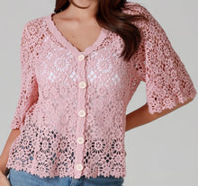 Load image into Gallery viewer, Lace Look Button Front Cardi Willow The Crochet Label 