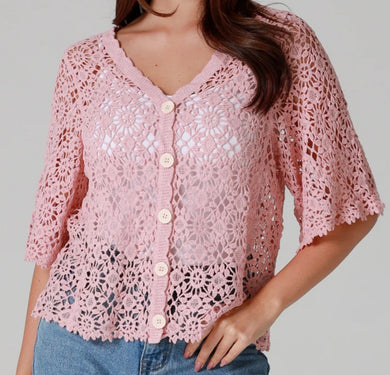 Lace Look Button Front Cardi Willow The Crochet Label 