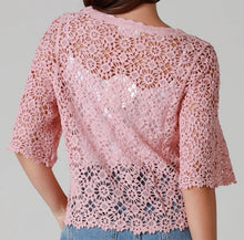 Load image into Gallery viewer, Lace Look Button Front Cardi Willow The Crochet Label 