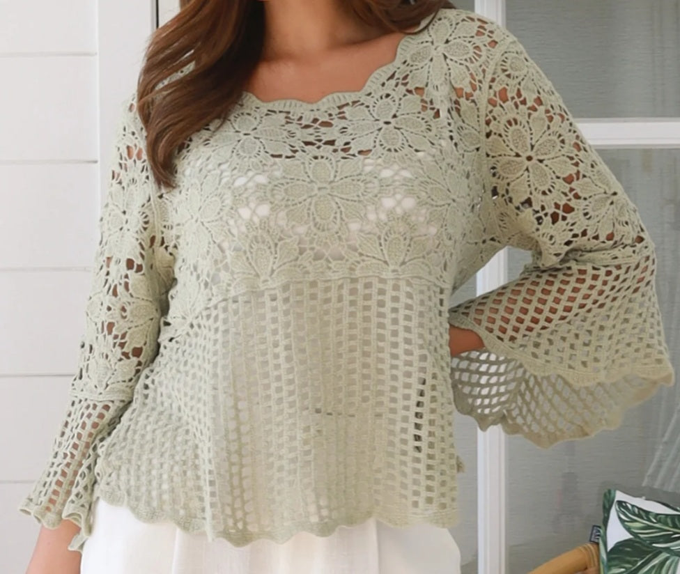 Floral And Lace Look Crochet Top Willow the Label