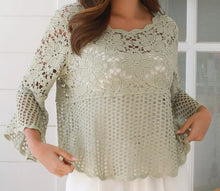 Load image into Gallery viewer, Floral And Lace Look Crochet Top Willow The Label 