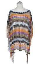 Load image into Gallery viewer, Fringed Poncho With Metallic Lurex Thread IVYS 