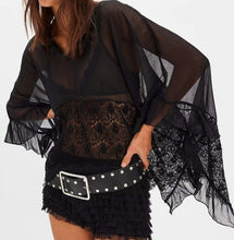 Load image into Gallery viewer, Lace And Ruffle Batwing Style Top Smaibulun 