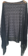 Load image into Gallery viewer, Black Fringed Poncho IVYS 