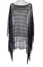 Load image into Gallery viewer, Black Fringed Poncho IVYS 
