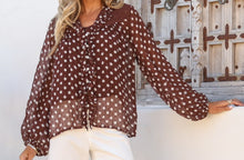 Load image into Gallery viewer, Polka Dot Ruffle And Lace Trim Blouse White Poetry 