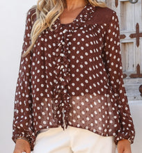 Load image into Gallery viewer, Polka Dot Ruffle And Lace Trim Blouse White Poetry