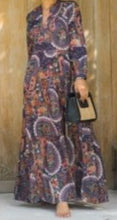 Load image into Gallery viewer, Palme Navy Paisley Print Maxi Dress Cinnamon Creations 