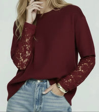 Load image into Gallery viewer, Knit Top With Lace Sleeves Miss Marlow