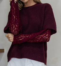 Load image into Gallery viewer, Knit Top With Lace Sleeves Miss Marlow