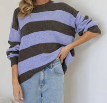 Load image into Gallery viewer, Chocolate And Lilac Stripe Knit Miss Marlow 