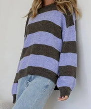Load image into Gallery viewer, Chocolate And Lilac Stripe Knit Miss Marlow 