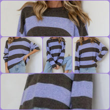 Load image into Gallery viewer, Chocolate And Lilac Stripe Knit Miss Marlow 