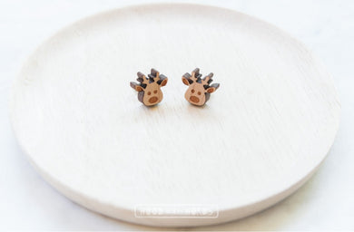 Wood with Words Festive Wooden Studs RudyReindeer