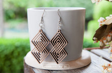 Load image into Gallery viewer, Wood with Words Dangle Earrings DoubleDiamond