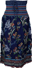 Load image into Gallery viewer, Shirred Wide Waist Navy Retro Print Skirt