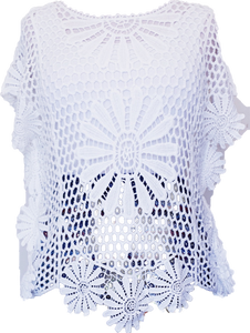 Daisy Design Lace Top Off White