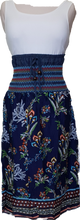 Load image into Gallery viewer, Shirred Wide Waist Navy Retro Print Skirt