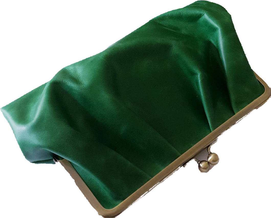 Emerald Green Pleated Leather Clutch Moy Tasmania