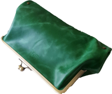 Load image into Gallery viewer, Emerald Green Pleated Leather Clutch Moy Tasmania