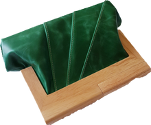 Load image into Gallery viewer, Emerald Green Leather And Timber Clutch Moy Tasmania