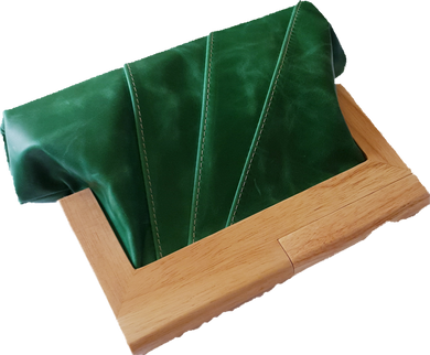Emerald Green Leather And Timber Clutch Moy Tasmania