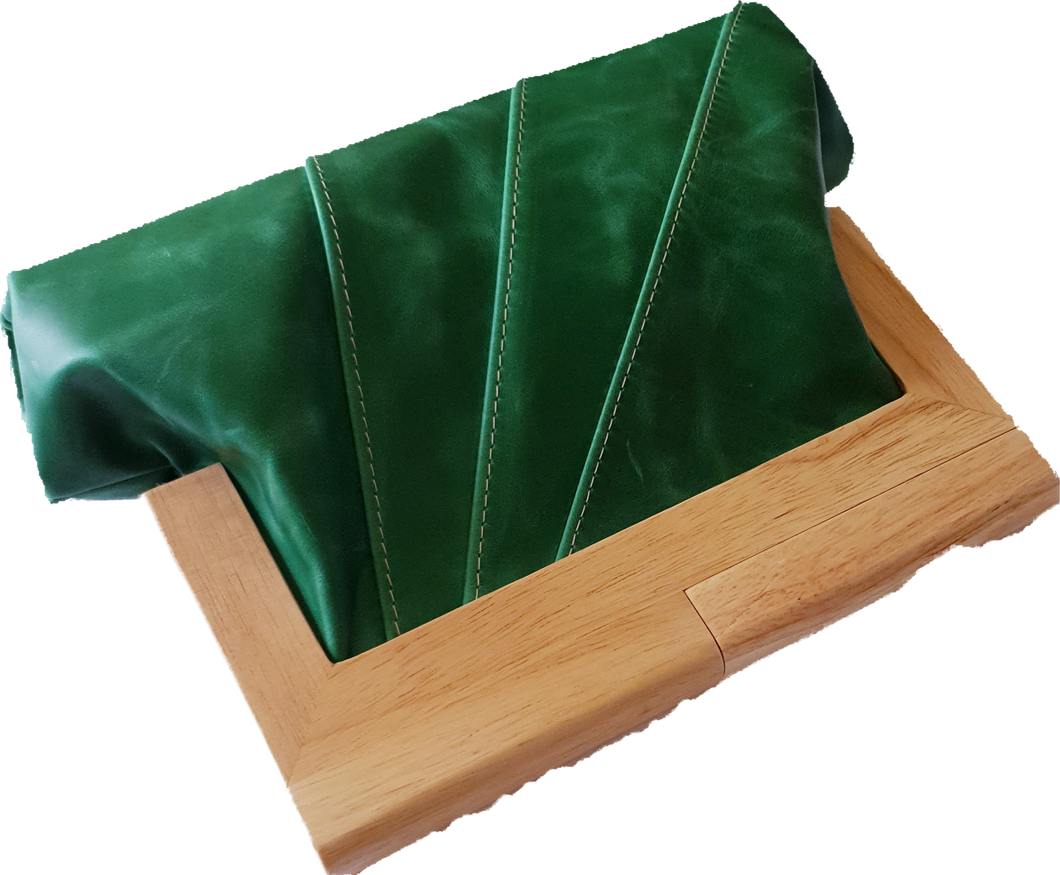 Emerald Green Leather And Timber Clutch Moy Tasmania