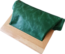 Load image into Gallery viewer, Emerald Green Leather And Timber Clutch Moy Tasmania