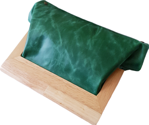 Emerald Green Leather And Timber Clutch Moy Tasmania