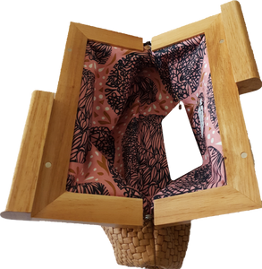 Caramel Cable Knit Leather and Timber Clutch Moy Tasmania