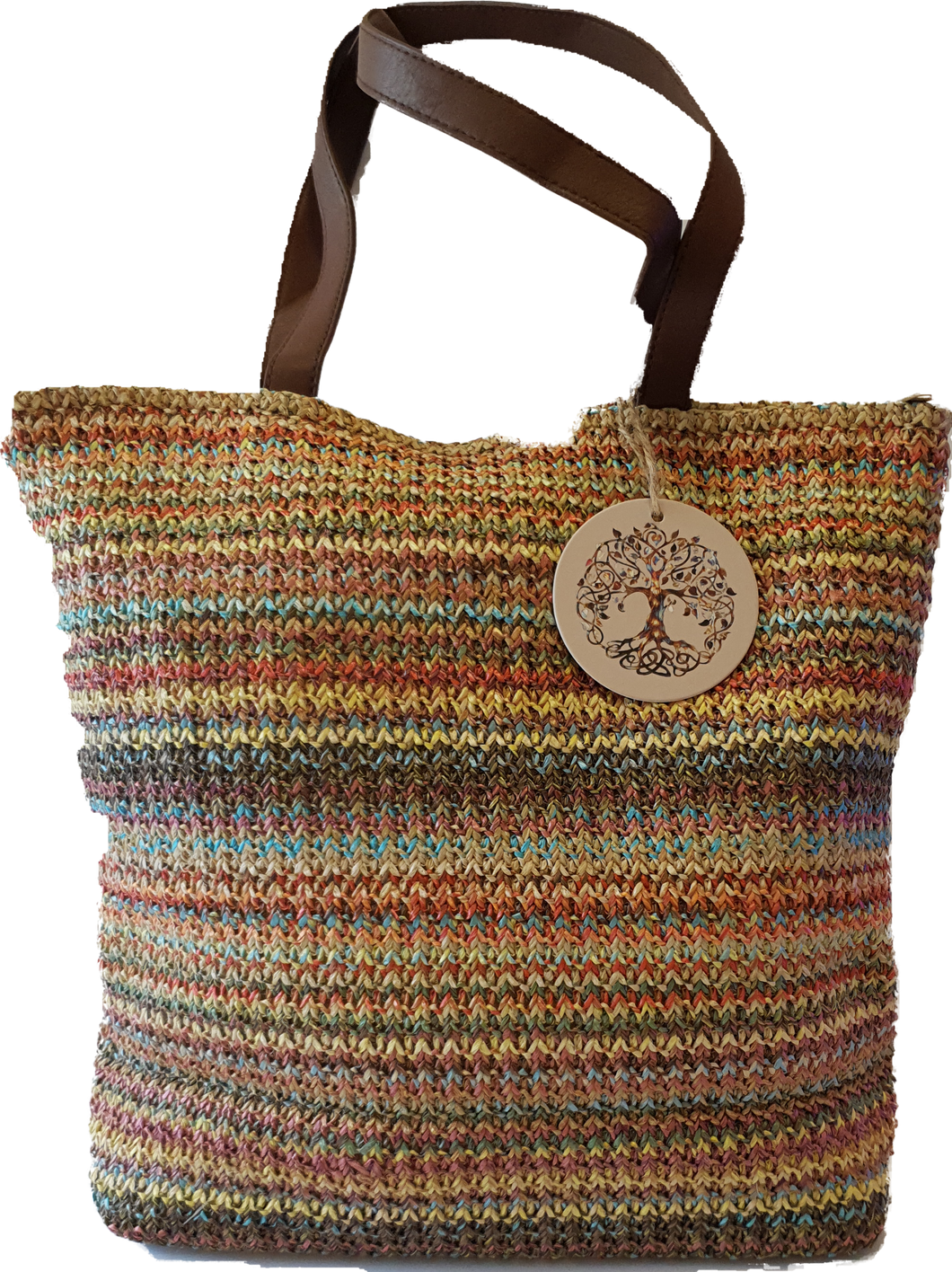 Stripe Straw Tote Bag Naturals Multi