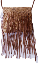 Load image into Gallery viewer, Boho Style Straw Bad With Beaded Fringe Detail