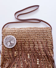 Load image into Gallery viewer, Boho Style Straw Bad With Beaded Fringe Detail