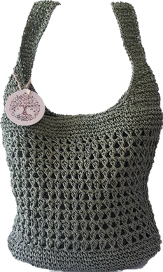 Khaki Green Straw Shoulder Bag
