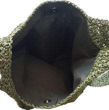 Load image into Gallery viewer, Khaki Green Straw Shoulder Bag