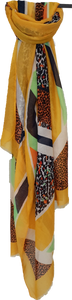 Colourful Abstract Animal Print Scarf Yellow