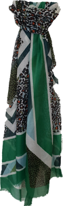 Colourful Abstract Animal Print Scarf Green