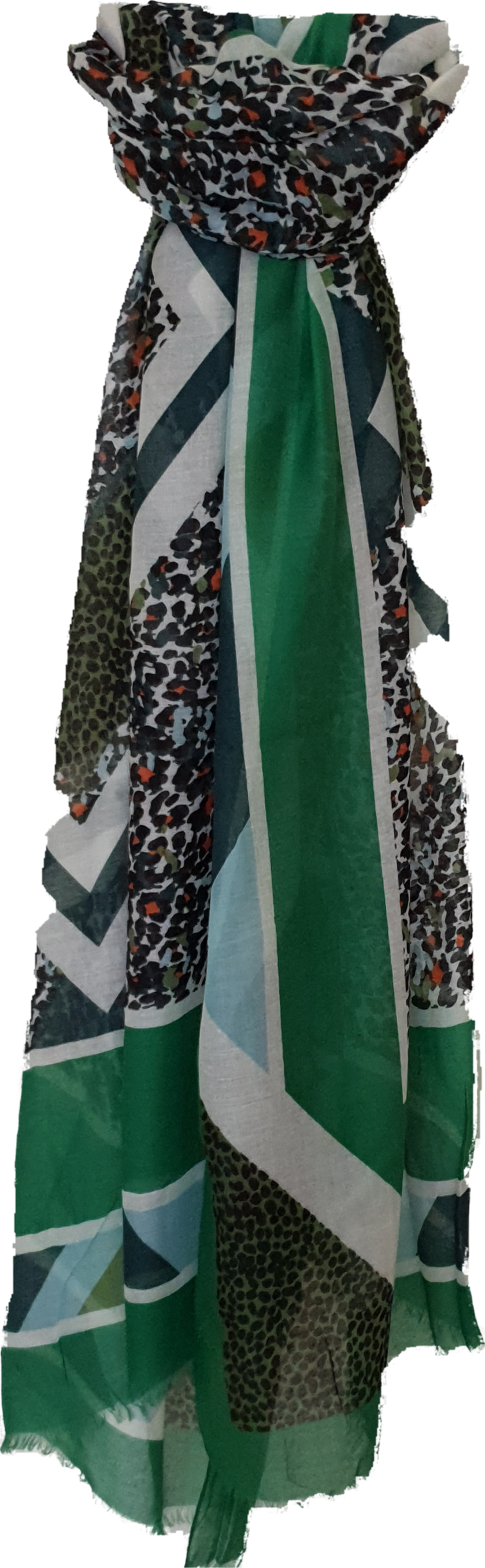 Colourful Abstract Animal Print Scarf Green